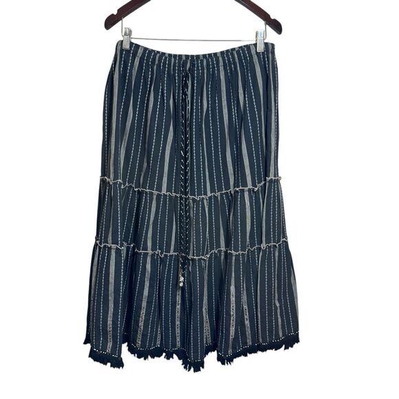 Vintage Usindo Tiered Drawstring Skirt Size XL Boho Bohemian Peasant Cottage - Picture 1 of 9